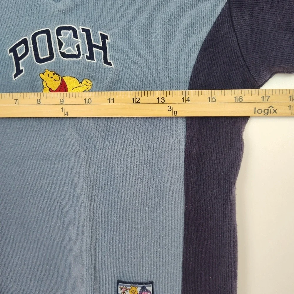 VTG Winnie The Pooh Sweater Youth‎ Size 8 Blue Embroidered V-Neck Long Sleeves
